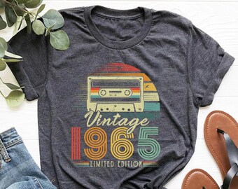 61st Birthday Shirt, Vintage 1965 Limited Edition Cassette T-Shirt, 1965 Birthday Shirt, 61st Birthday Gift For Women, 61st Birthday Men Tee