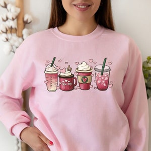 Valentine Coffee Heart Sweatshirt, Womens Cute Valentine Shirt, Cozy Love Sweatshirt, Women Valentine Sweater, Funny Valentine Gift for Her