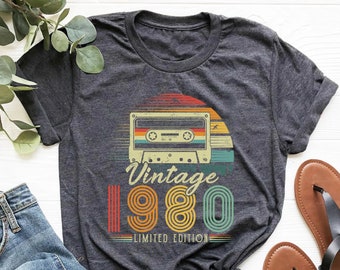 Vintage 1980 T-Shirt, Made in 1980, 46th Birthday, 46 Years Old Gift, 46th Birthday Idea, 46 Classic T-shirt, 1980 Shirt, 46th T Shirt, 1980