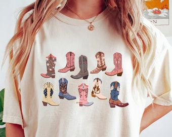 Cowgirl Boots Shirt, Country Concert Tee, Western Graphic Tee for Women, Oversized Graphic Tee, Cute Country Shirts, Cowgirl Shirts, Western