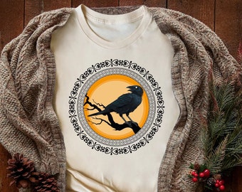 Raven Lover Shirt, Viking Scandinavian Tree Shirt, Viking Gift For Men,Raven Woman Shirt,Goth Raven Shirt, Bird Lover Shirt,Bird Crow Shirt