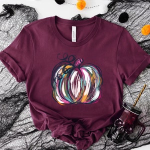 Watercolor Pumpkin T-shirt, Colorful Pumpkin Shirt, Watercolor Pumpkins, Halloween Shirt, Autumn Shirt, Cute Fall Shirt, Gift For Halloween