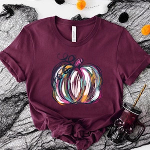 Watercolor Pumpkin T-shirt, Colorful Pumpkin Shirt, Watercolor Pumpkins, Halloween Shirt, Autumn Shirt, Cute Fall Shirt, Gift For Halloween