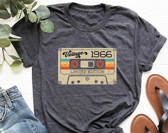 60th Birthday Shirt, Vintage 1966 Limited Edition Cassette T-Shirt, 1966 Birthday Shirt, 60th Birthday Gift For Women, 60th Birthday Men Tee