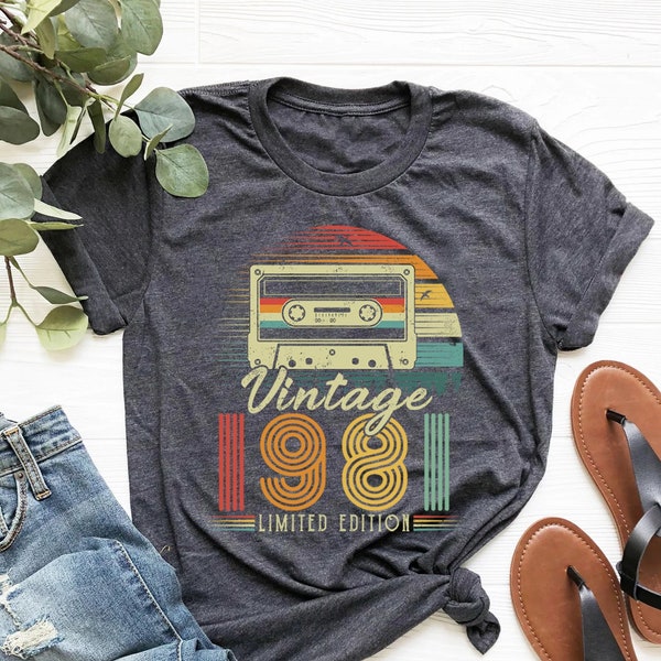 Vintage 1981 Retro Shirt, Vintage 1981 Shirt, 42th Birthday, 42th Birthday Gift, 42th Birthday Party, 42th Birthday Shirt, 1981 T-Shirt,1981