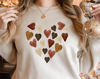 Artsy Melanin Skin Tone Kindness Watercolor Hearts Soft Graphic Tees, Equality Shirt, Diversity Shirt, Anti Racism, Racial Equality Tee