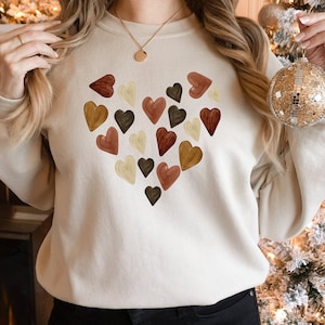 Artsy Melanin Skin Tone Kindness Watercolor Hearts Soft Graphic Tees, Equality Shirt, Diversity Shirt, Anti Racism, Racial Equality Tee