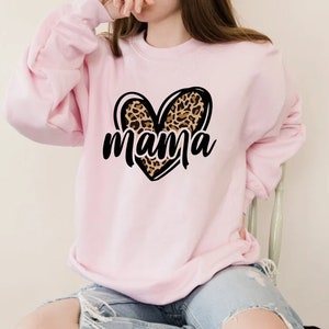 Leopard Print Mama Shirt, Cheetah Mama Shirt for Mother&#39;s Day, Gifts for Mom, Cute Mama Gift for Mothers Day,Mama T Shirt,Leopard Heart Mama