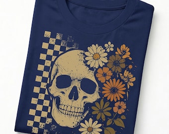 Comfort Colors® Boho Skull Graphic Tee, Vintage Grunge Shirt, Retro Boho Summerween Shirt, Cute Spooky Halloween Shirt, Spooky Summer Shirt