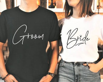 Bride and Groom Shirts, Bride and Groom Tees, Bride Groom Set, Cute Set of Shirts for Bride and Groom, Bride Groom Est. 2022 Shirts, Custom