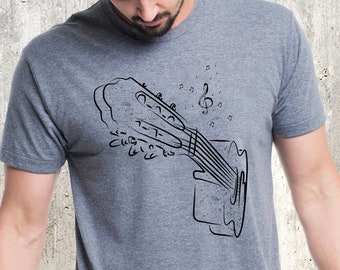 Acoustic Guitar T-Shirt, Musician Tee, Guitar Player Gift For Men, Cool Guitar Band Shirt, Music Lover Tee, Musician Guitarist Mens Tee
