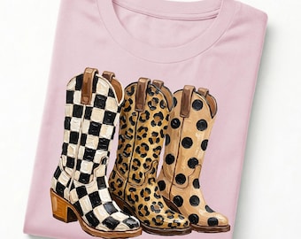 Comfort Colors® Cowgirl Boots Shirt, Country Concert Tee, Western Graphic Tee for Women, Oversized Graphic Tee, Cute Country Shirts, Cowgirl