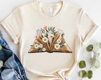 Reading Shirt, Book Lover Shirt, English Teacher Gift, Librarian Shirts, Teacher Book Shirt ,Book Lover Gift,Reading Shirt,Book Shirt,Flower