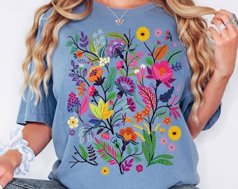 Comfort Colors® Wildflower Shirt, Wild Flowers Shirt, Floral Shirt, Flower Shirt, Gift for Women, Ladies Shirts, Nature Lover Shirt, Floral