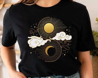 Sun and Moon T Shirt Aesthetic Shirt Yoga Shirt Pagan Clothing Aesthetic Clothing Celestial Clothing Moon T-Shirt Sun TShirt Celestial Shirt