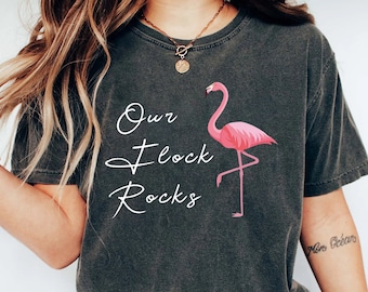 Our Flock Rocks Flamingo, Shirt for Mother, Flamingo T-shirt, Flamingo ...