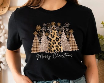 Leopard Christmas Shirt, Merry Christmas Shirt,Leopard Christmas Tree,Cheetah Christmas Shirt,Buffalo Plaid Christmas Shirt,Womens Christmas