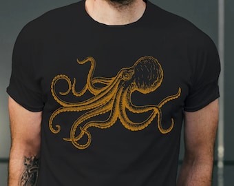 Octopus Japanese Shirt, Octopus Shirt, Gyotaku Traditional Art Shirt, Japan Anime Manga Tees, Samurai Mens Womens Tee, Octopus Arts Shirt