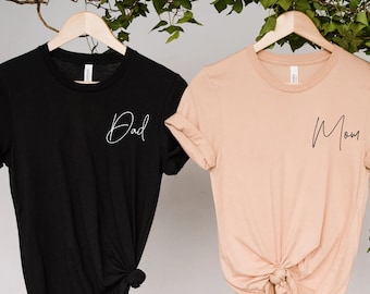 Mom and Dad Shirts, Mom and Dad Tees, Mom Pocket Tee, Dad Pocket Tee, Cute Mom Dad Shirts, Pregnancy Reveal Tees, Matching Tees Shirts, Mom