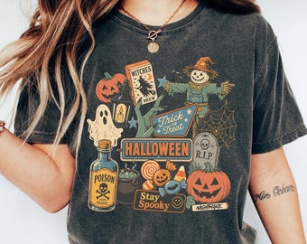 Vintage Halloween Shirt, Tis' the Season, Retro Halloween Aesthetic, Women's Halloween Shirt, Pumpkin Witch Graphic Tee
