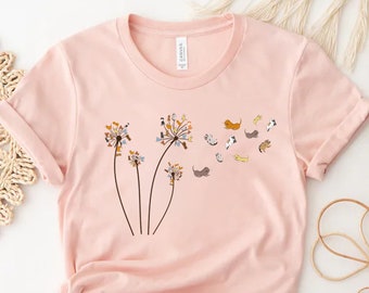 Cats Flower Fly Dandelion Shirt, Cute Cat Lover T-Shirt, Cat Lover Gift, Funny Cat Shirt, Summer Shirt, Cool Cat, Cat Shirt, Cat Lover Gift