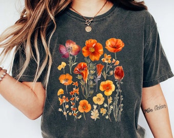 Flower Shirt, Gift For Her, Flower Shirt Aesthetic, Floral Graphic Tee, Floral Shirt, Flower T-shirt, Wild Flower Shirts, Wildflower T-shirt