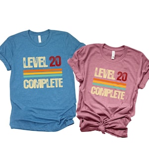20th Anniversary Gifts for Him, Her, 20 Years Wedding Anniversary Shirt for Husband,Wife, Custom Wedding Anniversary Gift, Level 20 Complete