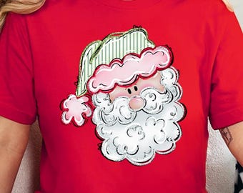 Red And Pink Santa Shirt, Christmas Santa Tshirt, Gift For Christmas, Retro Christmas Tee, Christmas Shirt For Women, Gift For Women, Santa