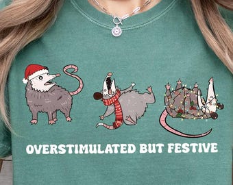 Comfort Colors® Opossum Christmas Shirt, Christmas Opossum Tee, Cute Opossum Shirt, Wild Animals Sweater, Funny Opossum Christmas Sweatshirt