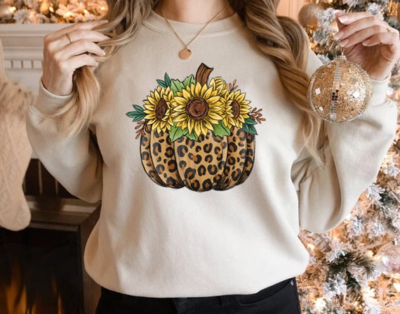 Floral Pumpkin Shirt, Leopard Pumpkin Shirt, Cheetah Pumpkin Shirt, Sunflower Pumpkin Shirt, Halloween Gift For Family, Cute Fall Apparel