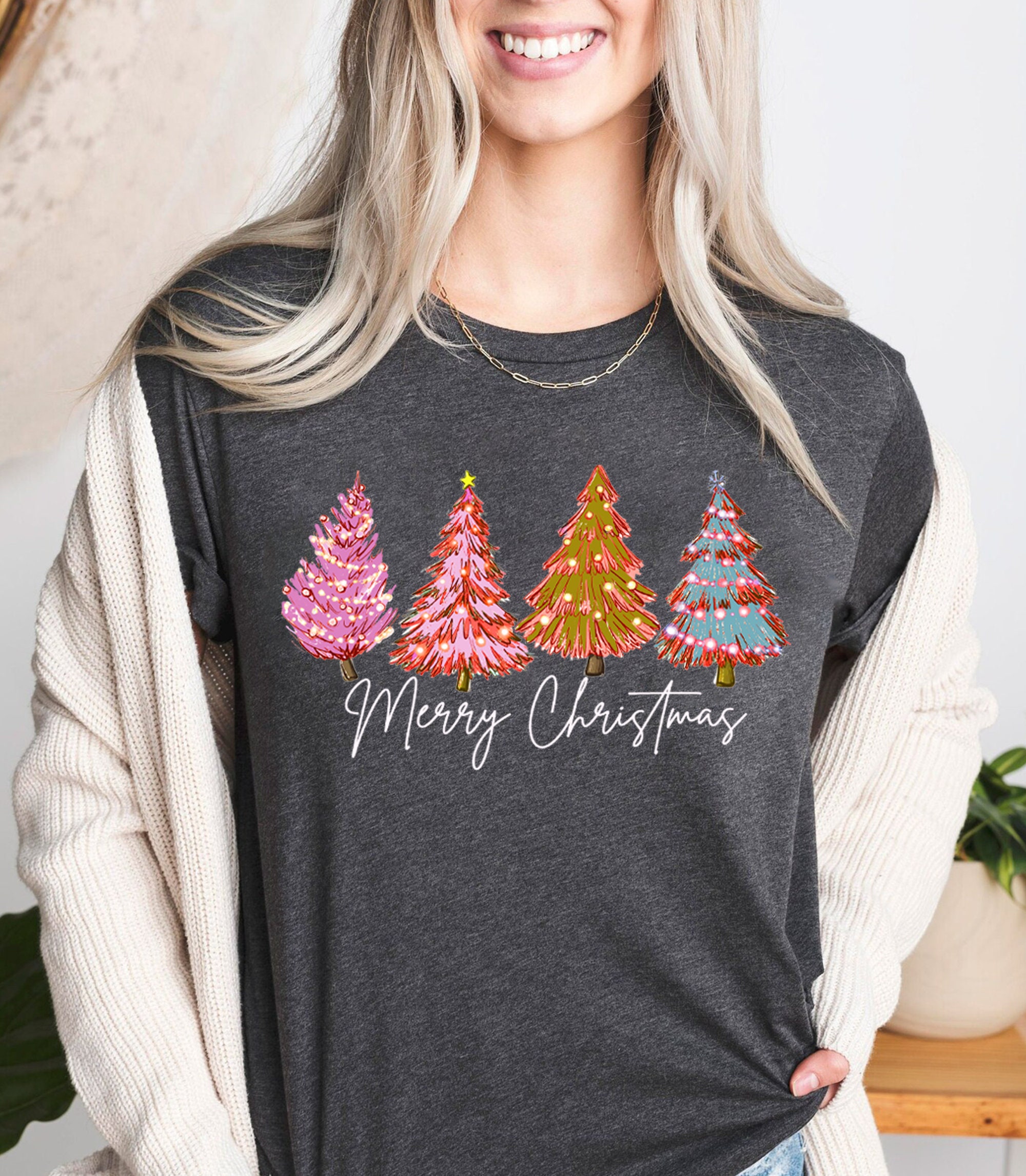 Ladies Merry Christmas Shirt Women Christmas Shirt Cute Etsy