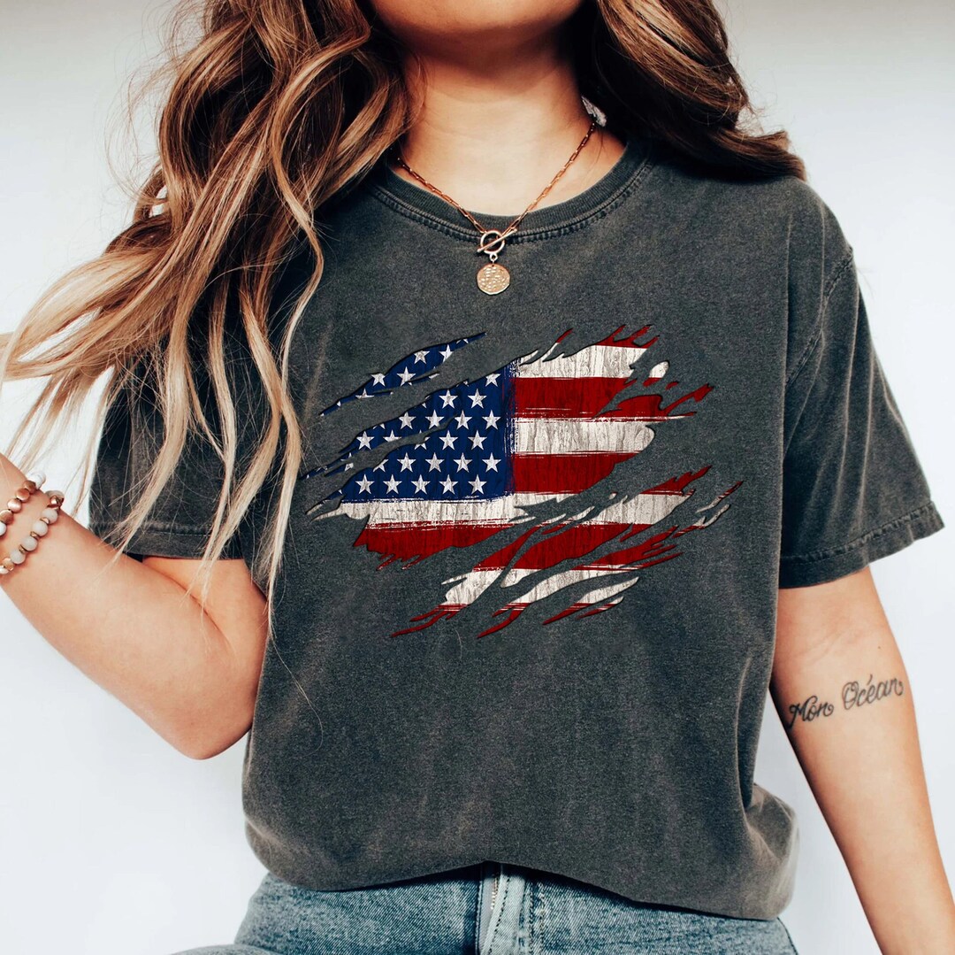 Flag Heart T-shirt Patriotic T-shirt Fourth Of July T-shirt