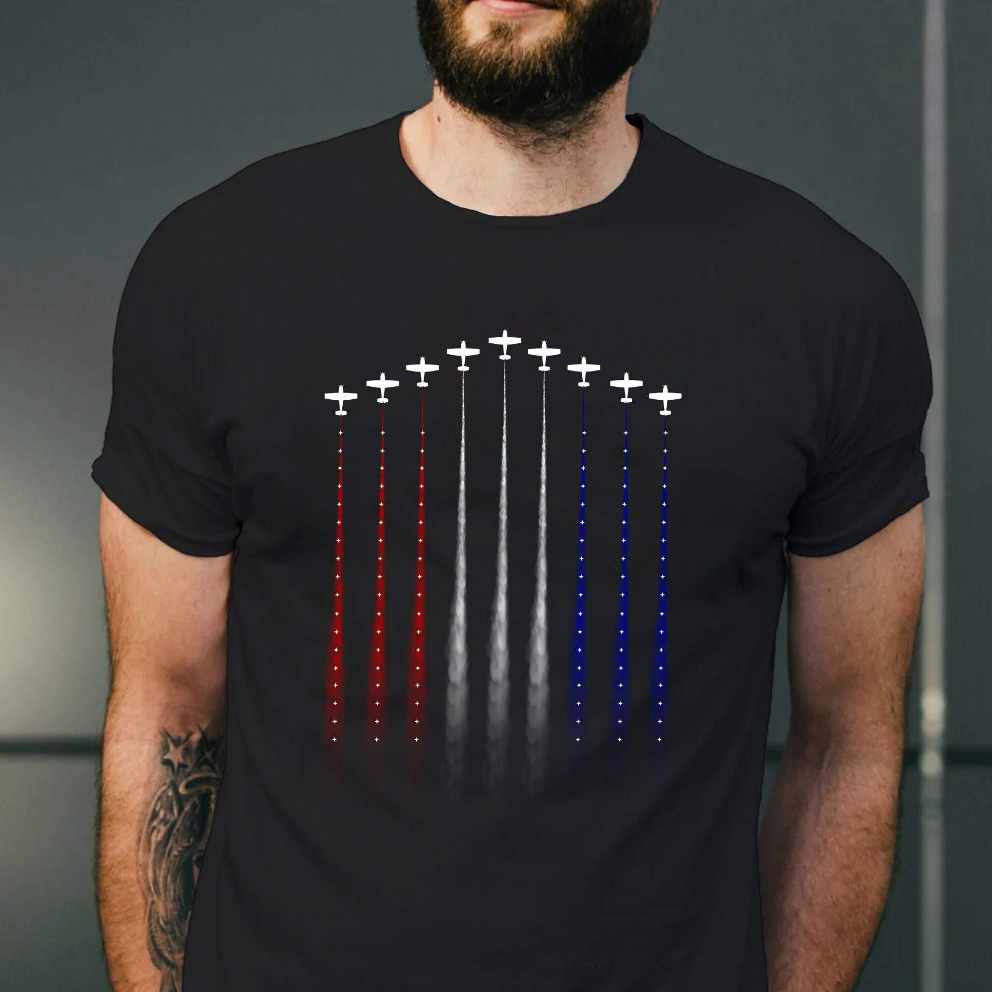 Red White Blue Air Force Flyover Men's T-shirt, Air Force Shirt, Airplane Show Shirt, Independence Day Shirt,Patriotic Tee,4th Of July Shirt