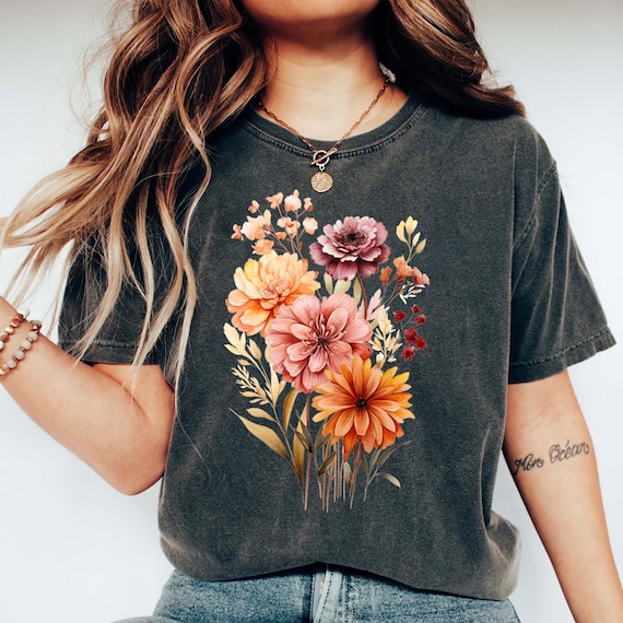 Vintage Cottagecore Shirt, Goblincore shirt Boho wildflowers Shirt, Nature Shirt, Botanical Shirt, Garden Lover Autumn Aesthetic Green witch