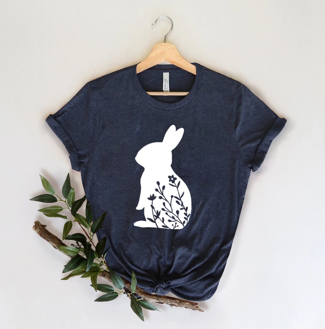 Floral Rabbit Shirt, Bunny Shirt, Easter Shirt, Nature Lover, Rabbit ...