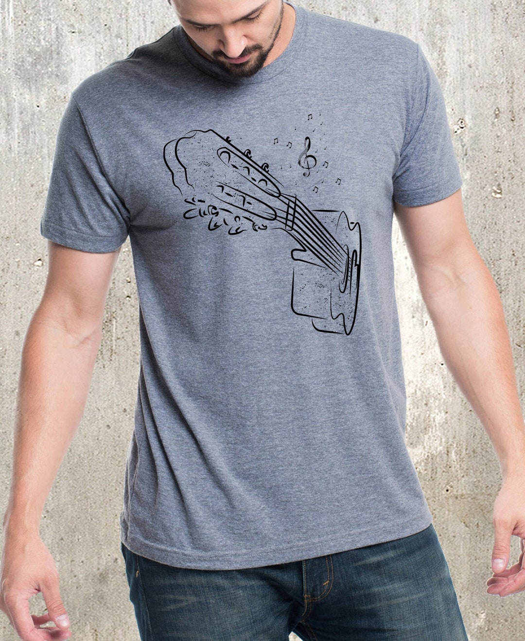 Watercolor Guitar Instrument With Splash Men's High Quality T-Shirt In Lowest Price main image 1