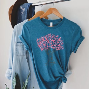 Pink Ribbon Tree Shirt, Cancer Tree Shirt, Breast Cancer Fighter Shirt, Breast Cancer Awareness Shirt, Pink Ribbon Shirt, Motivational Shirt image 5