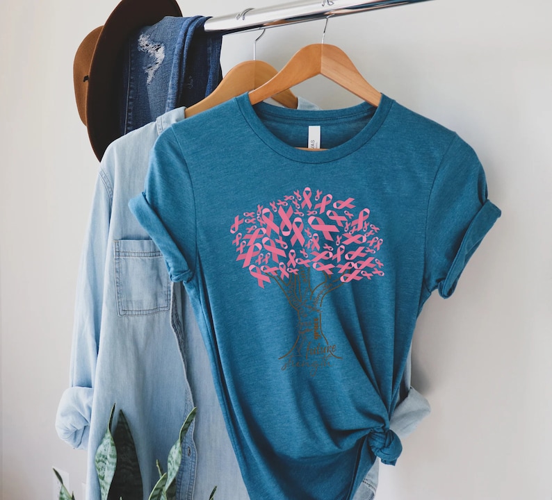 Pink Ribbon Tree Shirt, Cancer Tree Shirt, Breast Cancer Fighter Shirt, Breast Cancer Awareness Shirt, Pink Ribbon Shirt, Motivational Shirt image 5