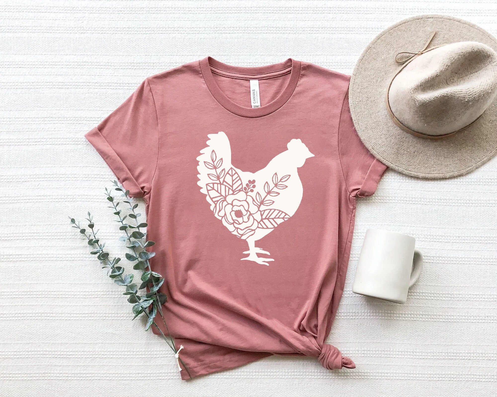 Floral Chicken Shirt, Chicken Gift Shirt, Chicken Shirt, Farm Shirt, Chicken Lover Shirt, Women's Chicken Shirt, Farm Tees, Animal Tee Shirt