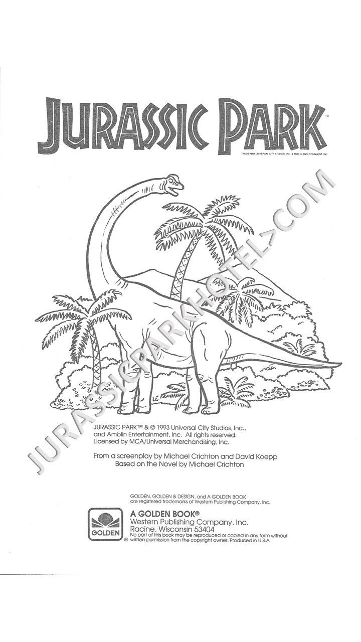 Jurassic Park Coloring Book From 1993 - Etsy