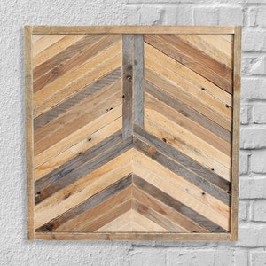 Geometric wall art in reclaimed old wood, minimalist painting, raw art, for living room, bedroom, wall decoration
