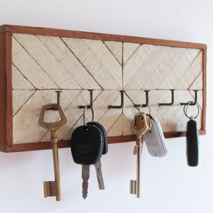 Armoire à clés murale en bois massif avec 6 crochets