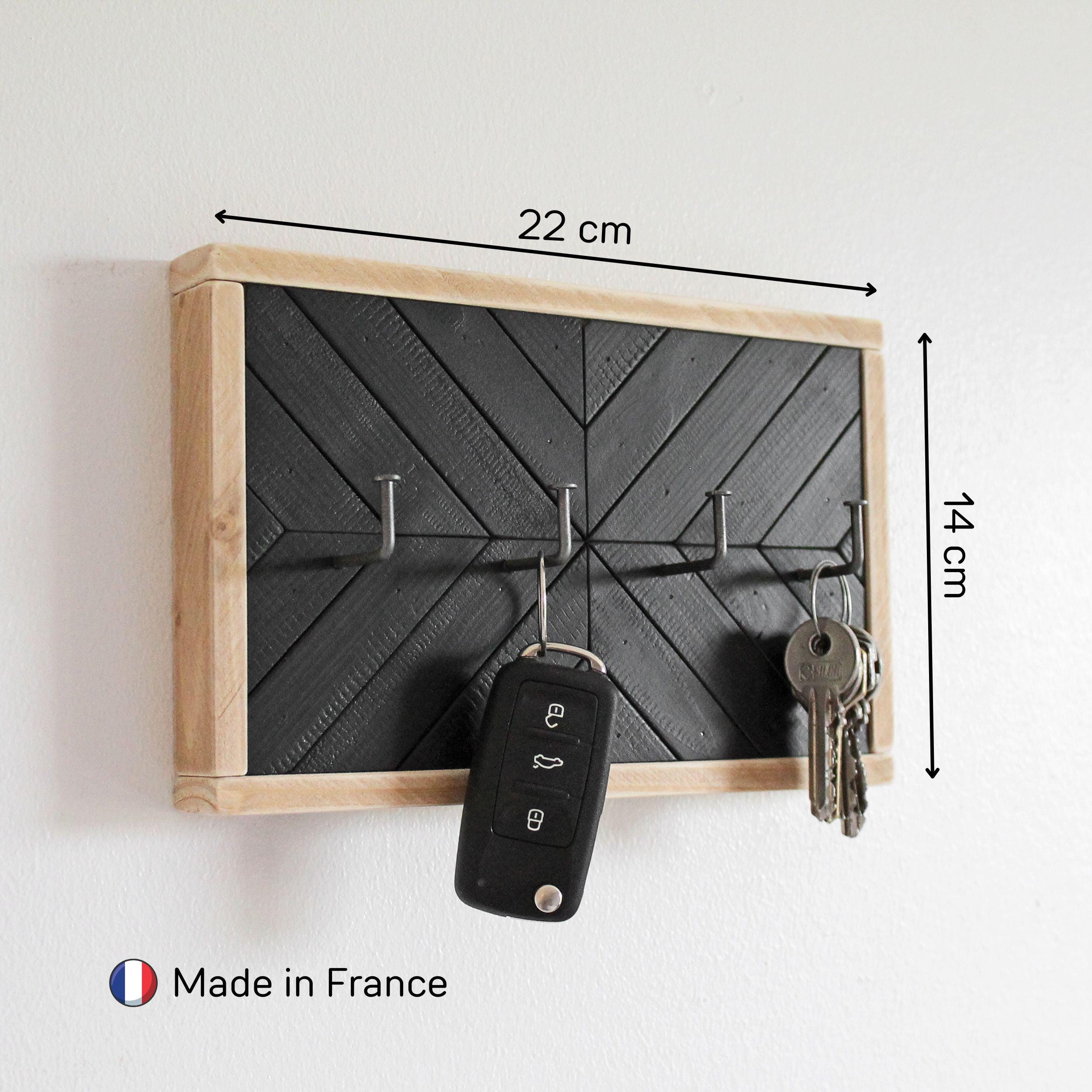 Black Solid Wood Wall-mounted Key Rack, Rustic Modern, Wabi-sabi Style ...