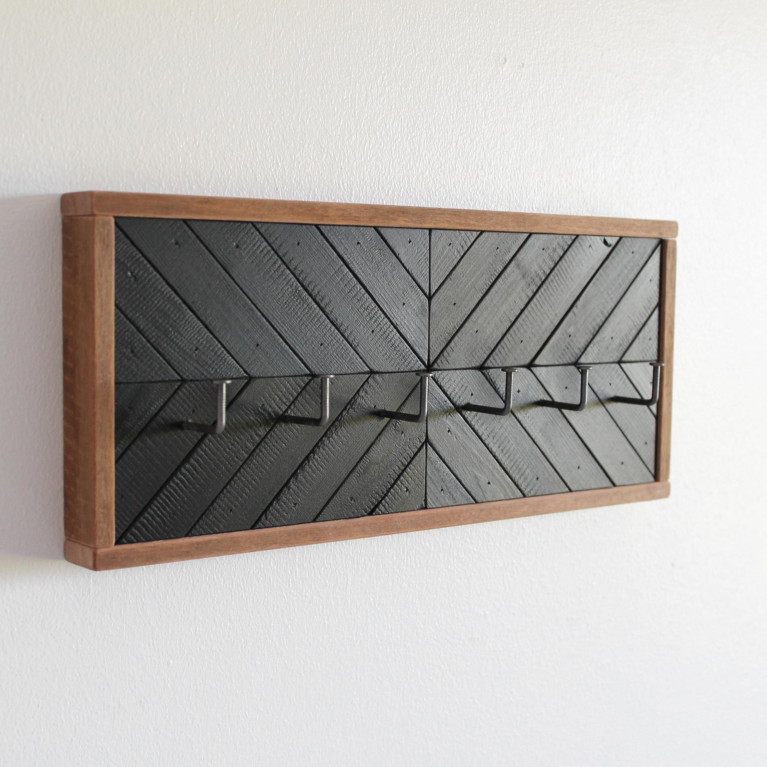 Black Solid Wood Wall-mounted Key Rack, Rustic Modern, Wabi-sabi Style ...