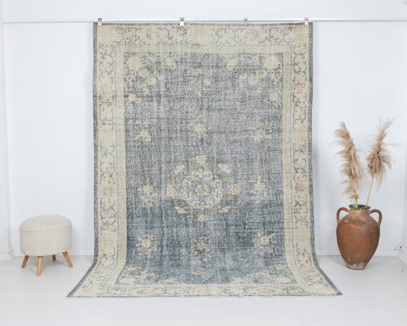 【ヴィンテージラグ】トルコ　ブルーグレー　アンティーク 楽天市場】【15%OFFクーポン対象】オーバーダイド ヴィンテージラグ