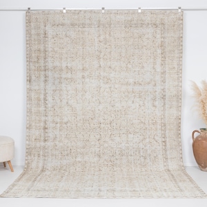 7x11 Turkish Rug, Neutral Vintage Rug, Antique Handmade Rug, Anatolian Rug, Oversized Rug, Area Rug, Dining Room Rug, Antique Rug,  A4738