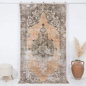 5x8 Turkish rugs, Faded oushak rug, Antique handmade rug, Vintage rug, Distressed rug, Low pile rug, Natural rug ,Living room rug, worn rug