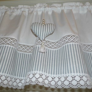 Beautiful panel curtain country house style stripes TAUPE or GRAY with heart image 6