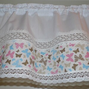 Spring design with butterflies / panel curtain with lace country house style image 2