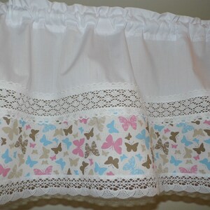Spring design with butterflies / panel curtain with lace country house style image 4